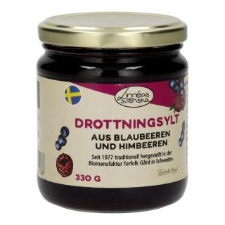 Drottningsylt, Fruchtaufstrich aus Blaubeeren & Himbeeren, kbA