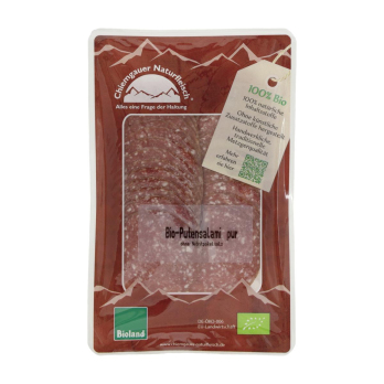 Bio-Putensalami pur nur aus Putenfleisch, geschnitten