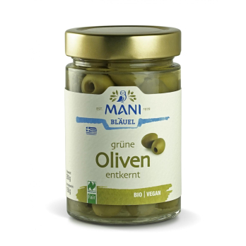 MANI Grüne Oliven in Lake, entkernt, bio, NL Fair