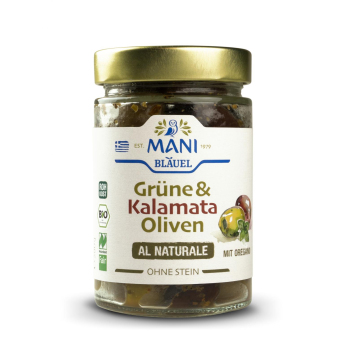 MANI Grüne & Kalamata Oliven al naturale, entkernt