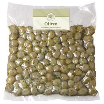 Griech. Oliven m. Knoblauch gef. mariniert